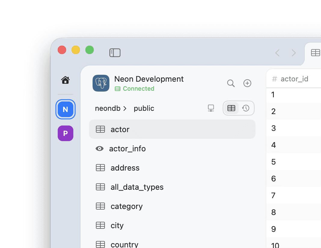 Open Pluk from Applications, connect your database, and start querying